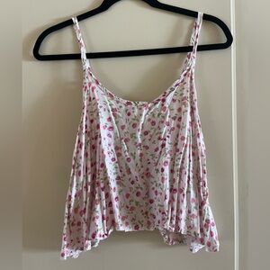 White & Pink Flower Tank